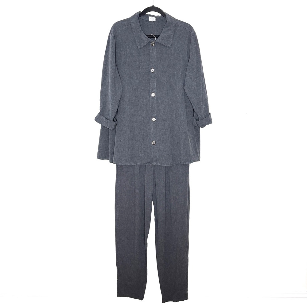 CP Shades Charcoal Gray Two-Piece Button Front Tunic & Pants Set